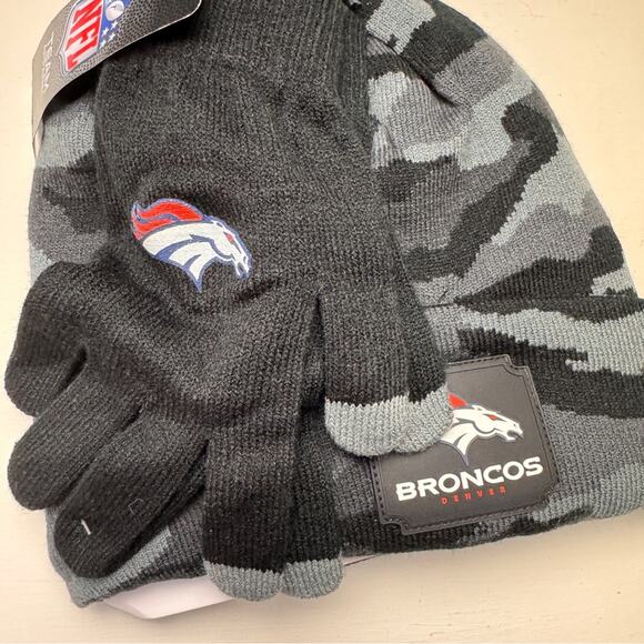 Denver Broncos Athletic Sporty Fan  Camo Theme Hats & Gloves Matching Set Sz OS - Picture 2 of 9